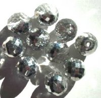 10 12mm Faceted Rich Cut Crystal Half Coat Silver